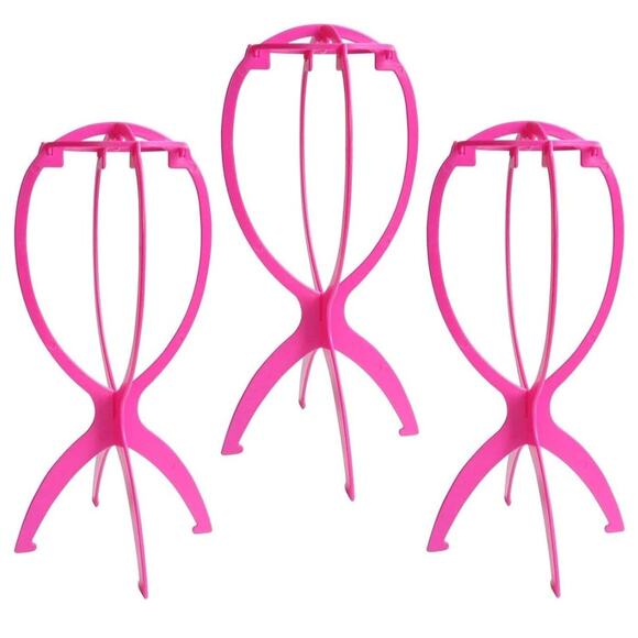 Set of 3 Pink Wig Stands - Durable and Lightweight Wig Holders - Picture 1 of 4